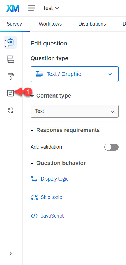 Screenshot of Qualtrics showing where to find Survey Options.