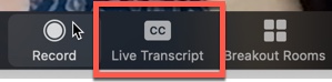 Live Transcript button