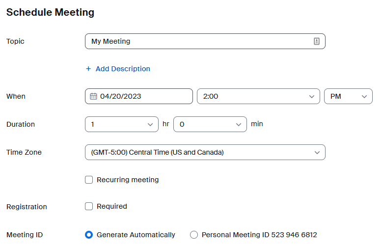Scheduling Zoom Meeting 1
